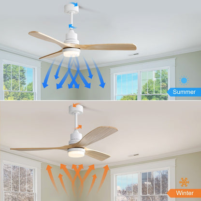 Ventilateur de plafond intérieur en bois Sofucor 52 avec télécommande, éclairage intégré en option.