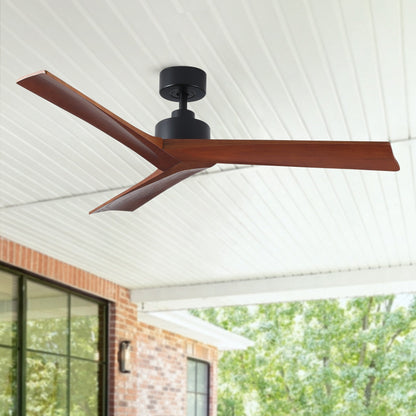 Ventilateur de plafond moderne de 52 pouces en bois massif/ABS avec télécommande (sans éclairage), 6 vitesses de ventilation, flux d'air réversible.