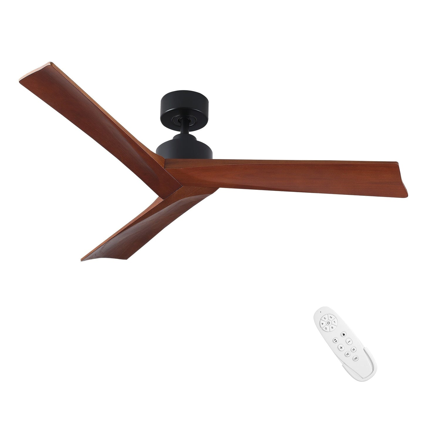 Ventilateur de plafond moderne de 52 pouces en bois massif/ABS avec télécommande (sans éclairage), 6 vitesses de ventilation, flux d'air réversible.