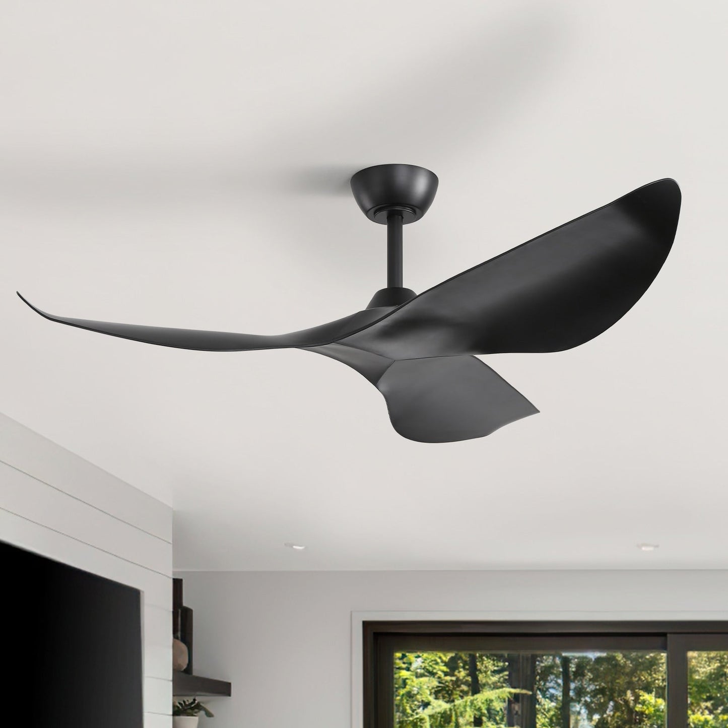 Ventilateur de plafond moderne de 52 pouces en bois massif/ABS avec télécommande (sans éclairage), 6 vitesses de ventilation, flux d'air réversible.