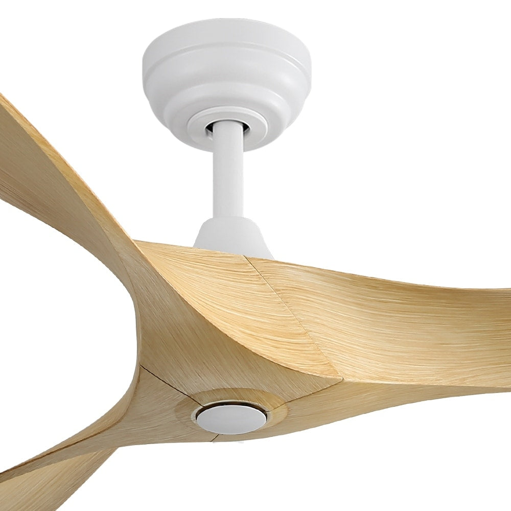 Ventilateur de plafond moderne de 52 pouces en bois massif/ABS avec télécommande (sans éclairage), 6 vitesses de ventilation, flux d'air réversible.