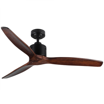 Ventilateur de plafond moderne de 52 pouces en bois massif/ABS avec télécommande (sans éclairage), 6 vitesses de ventilation, flux d'air réversible.