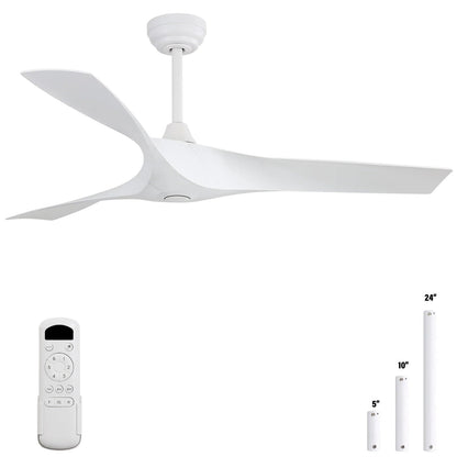 Ventilateur de plafond moderne de 52 pouces en bois massif/ABS avec télécommande (sans éclairage), 6 vitesses de ventilation, flux d'air réversible.