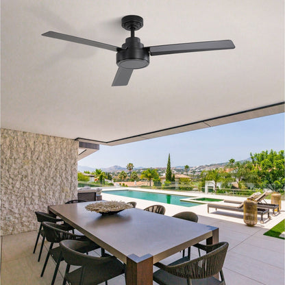 Ventilateur de plafond moderne de 52 pouces en bois massif/ABS avec télécommande (sans éclairage), 6 vitesses de ventilation, flux d'air réversible.