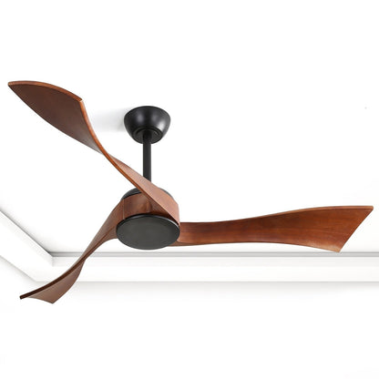 Ventilateur de plafond moderne de 52 pouces en bois massif/ABS avec télécommande (sans éclairage), 6 vitesses de ventilation, flux d'air réversible.