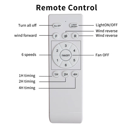 Ventilateur de plafond moderne de 52 pouces en bois massif/ABS avec télécommande (sans éclairage), 6 vitesses de ventilation, flux d'air réversible.