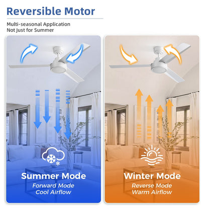 Ventilateur de plafond moderne de 52 pouces en bois massif/ABS avec télécommande (sans éclairage), 6 vitesses de ventilation, flux d'air réversible.