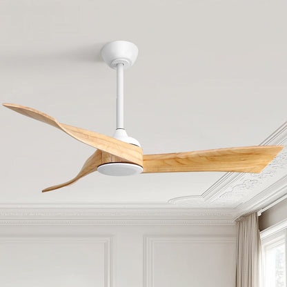 Ventilateur de plafond moderne de 52 pouces en bois massif/ABS avec télécommande (sans éclairage), 6 vitesses de ventilation, flux d'air réversible.