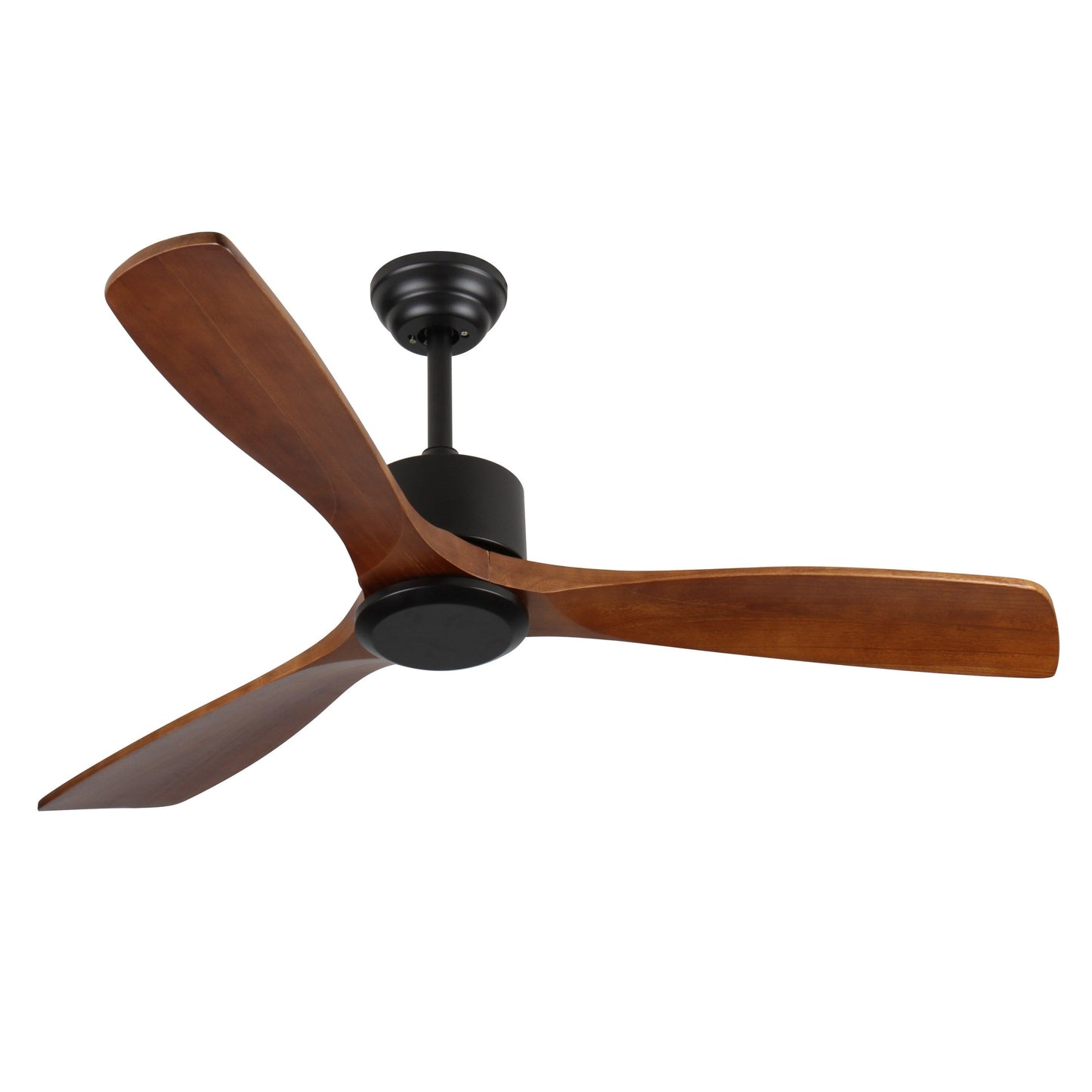 Ventilateur de plafond moderne de 52 pouces en bois massif/ABS avec télécommande (sans éclairage), 6 vitesses de ventilation, flux d'air réversible.