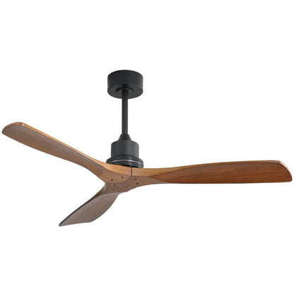 Ventilateur de plafond moderne de 52 pouces en bois massif/ABS avec télécommande (sans éclairage), 6 vitesses de ventilation, flux d'air réversible.