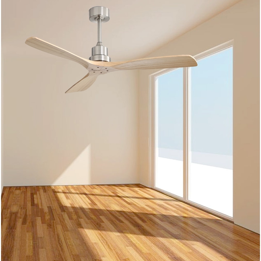 Ventilateur de plafond moderne de 52 pouces en bois massif/ABS avec télécommande (sans éclairage), 6 vitesses de ventilation, flux d'air réversible.