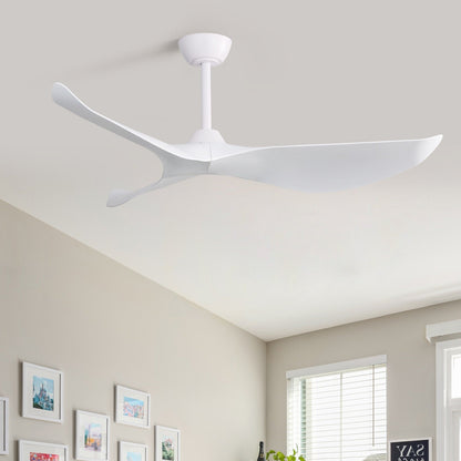 Ventilateur de plafond moderne de 52 pouces en bois massif/ABS avec télécommande (sans éclairage), 6 vitesses de ventilation, flux d'air réversible.