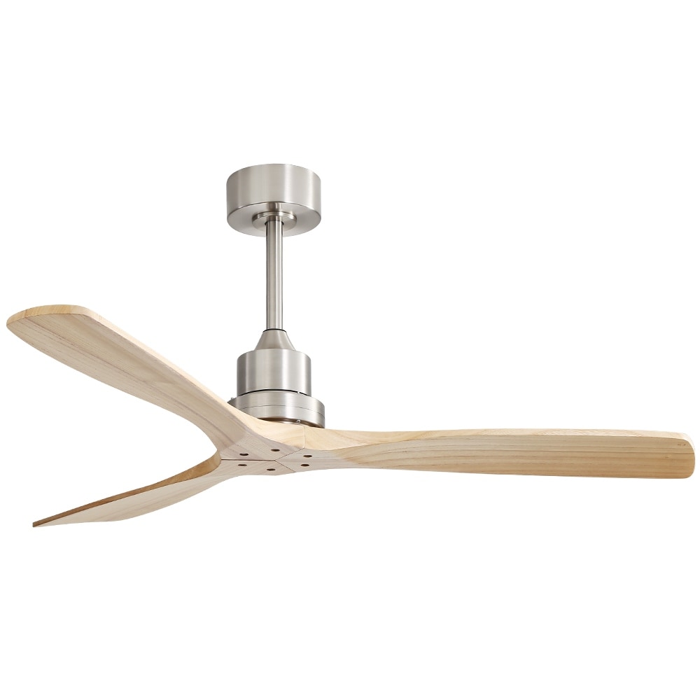 Ventilateur de plafond moderne de 52 pouces en bois massif/ABS avec télécommande (sans éclairage), 6 vitesses de ventilation, flux d'air réversible.