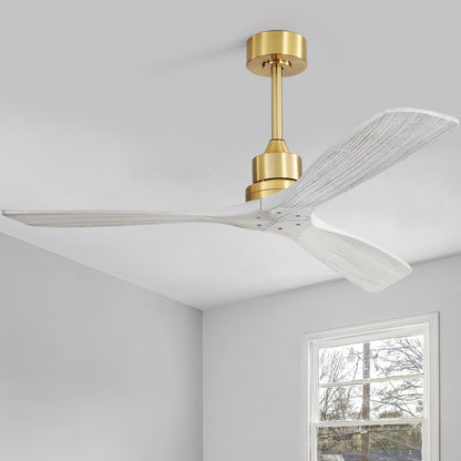 Ventilateur de plafond moderne de 52 pouces en bois massif/ABS avec télécommande (sans éclairage), 6 vitesses de ventilation, flux d'air réversible.