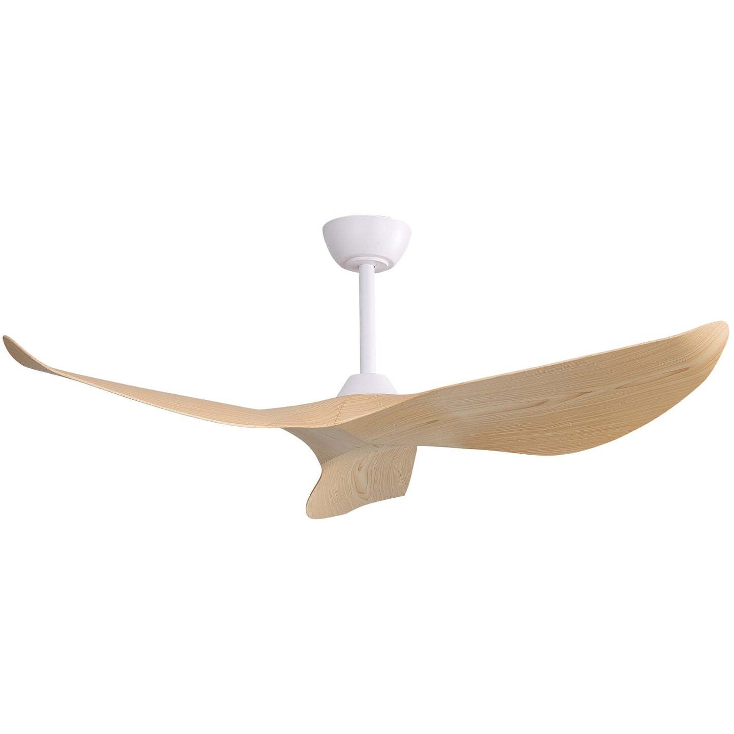 Ventilateur de plafond moderne de 52 pouces en bois massif/ABS avec télécommande (sans éclairage), 6 vitesses de ventilation, flux d'air réversible.