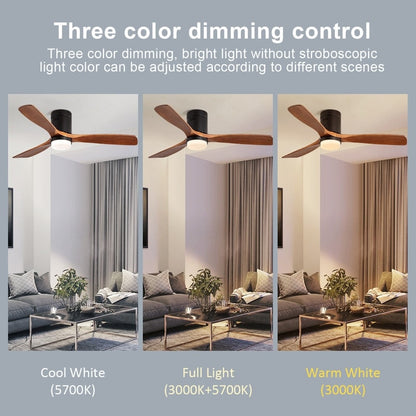Ventilateur de plafond Sofucor à montage encastré de 52 pouces avec télécommande, moteur réversible, éclairage intégré en option.