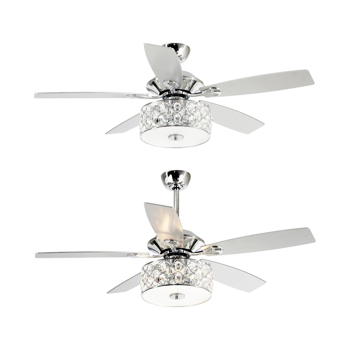 52 Lampe de plafond moderne à 4 lumières, lustre en cristal avec télécommande