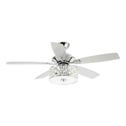 52 Lampe de plafond moderne à 4 lumières, lustre en cristal avec télécommande