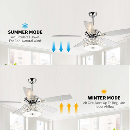 52 Lampe de plafond moderne à 4 lumières, lustre en cristal avec télécommande