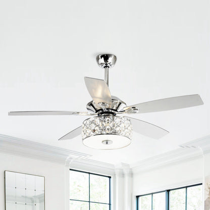 52 Lampe de plafond moderne à 4 lumières, lustre en cristal avec télécommande