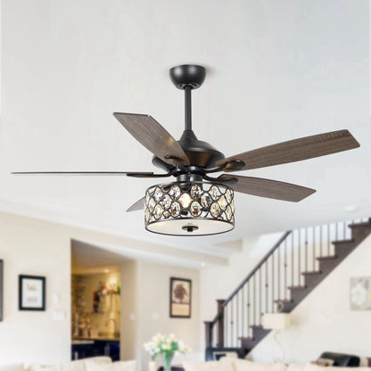 52 Lampe de plafond moderne à 4 lumières, lustre en cristal avec télécommande