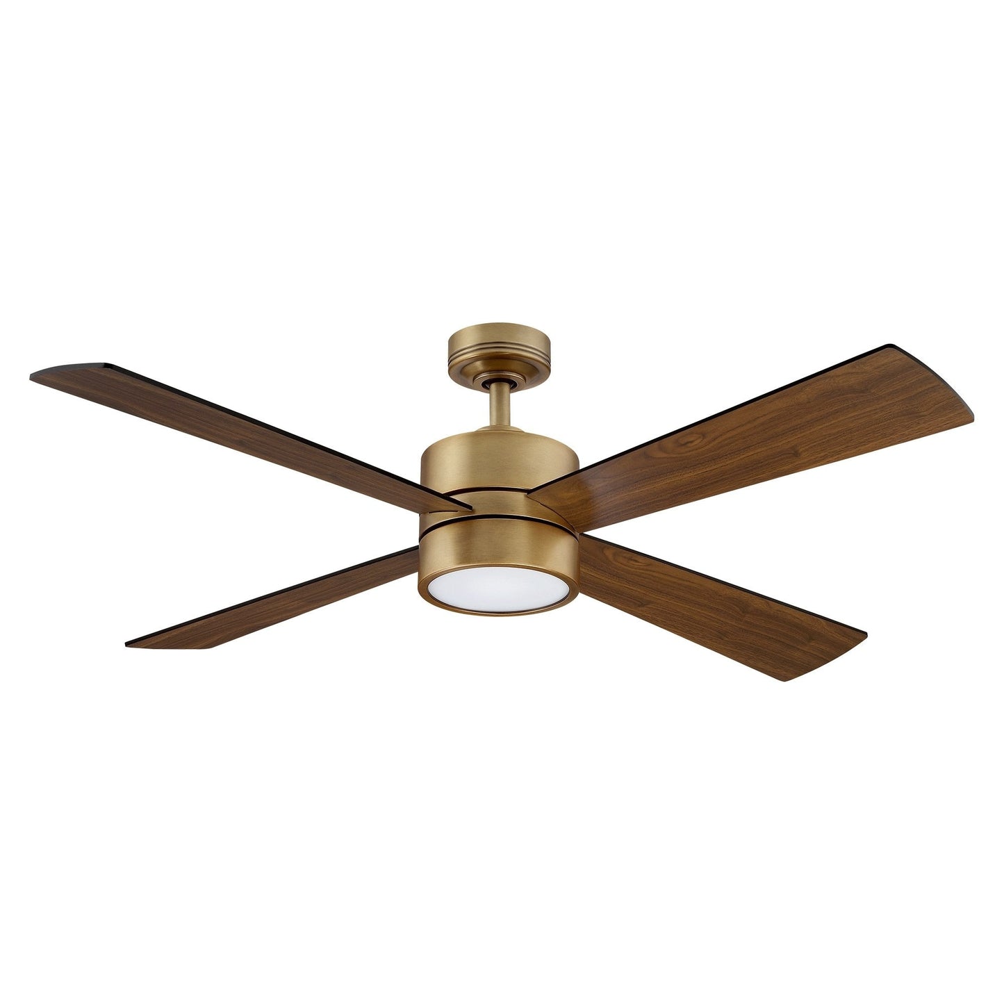 Ventilateur de plafond intérieur à 4 pales en bois laiton antique avec éclairage et télécommande (52 pouces)
