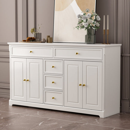 Buffet de rangement blanc laqué, style moderne contemporain du milieu du siècle, 59,1 pouces