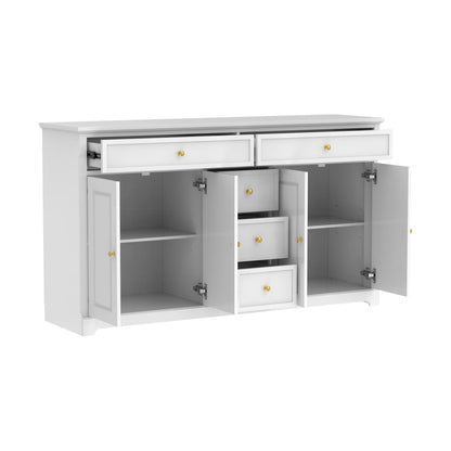 Buffet de rangement blanc laqué, style moderne contemporain du milieu du siècle, 59,1 pouces