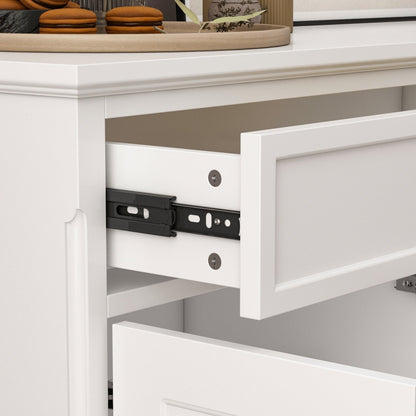 Buffet de rangement blanc laqué, style moderne contemporain du milieu du siècle, 59,1 pouces