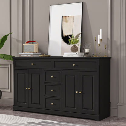 Buffet de rangement blanc laqué, style moderne contemporain du milieu du siècle, 59,1 pouces