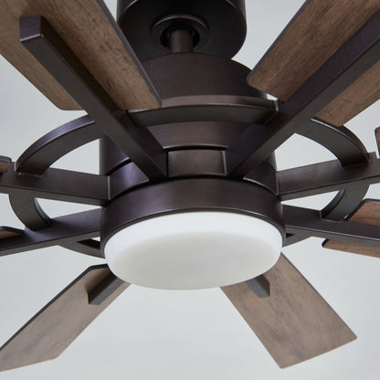 Ventilateur de plafond Parrot Uncle 60 à LED intégrée, style farmhouse, avec éclairage et télécommande.