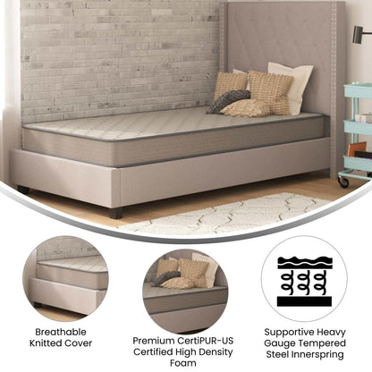 Matelas hybride à ressorts à revêtement semi-rigide de densité moyenne