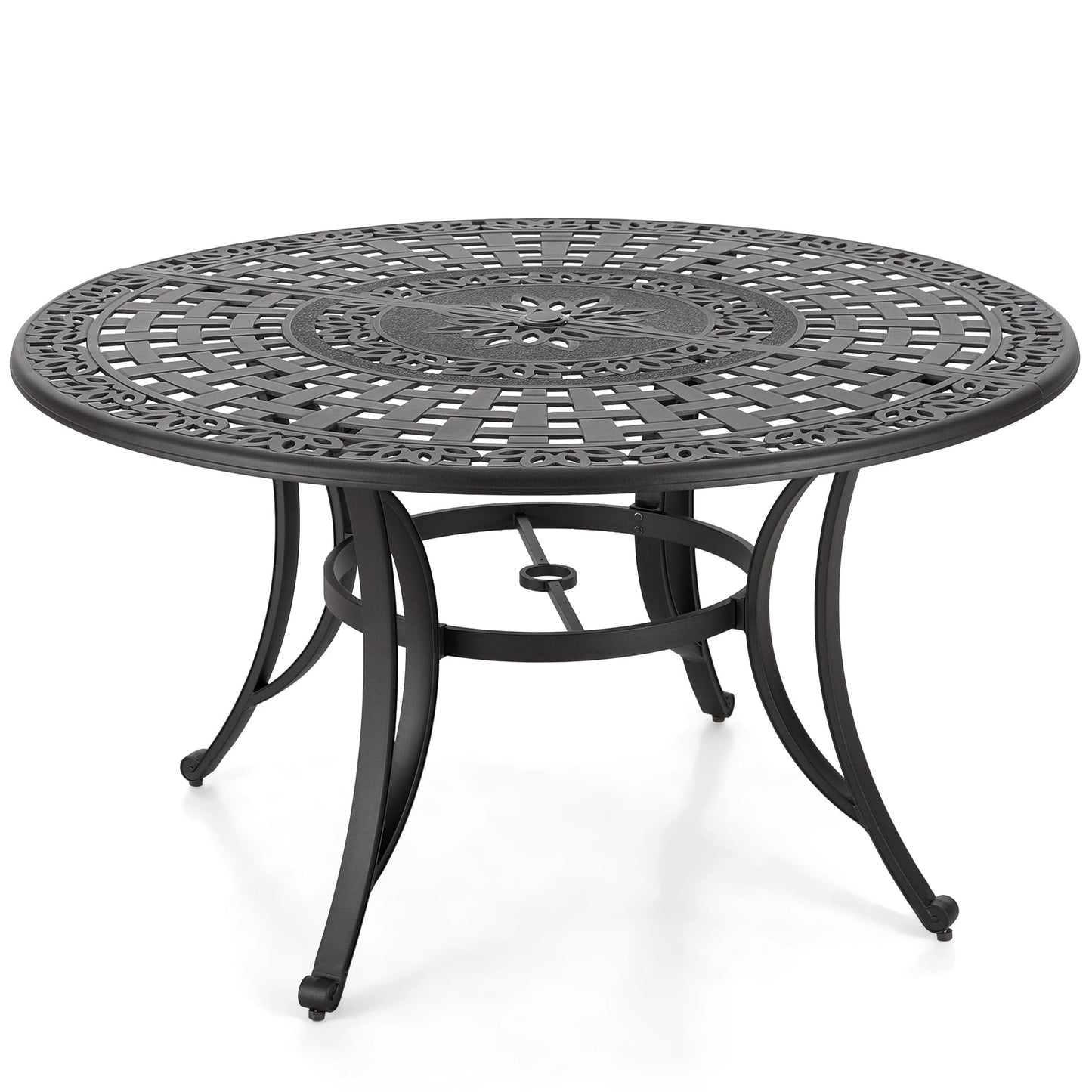 MAISON ARTS Chaises de salle à manger/ensemble de repas de patio en aluminium moulé avec table de salle à manger ronde et 6 chaises de patio en aluminium moulé