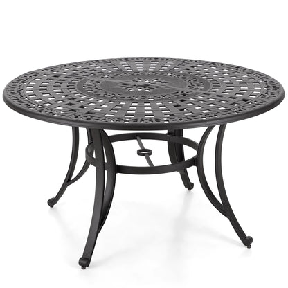 MAISON ARTS Chaises de salle à manger/ensemble de repas de patio en aluminium moulé avec table de salle à manger ronde et 6 chaises de patio en aluminium moulé