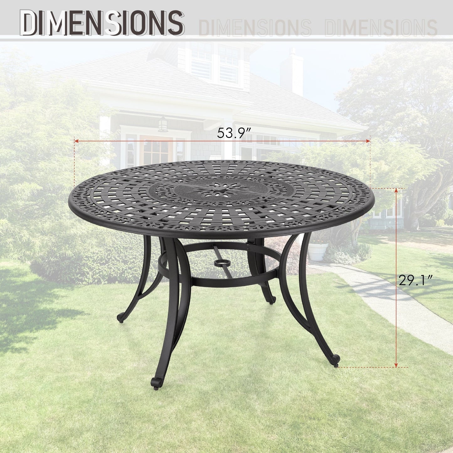 MAISON ARTS Chaises de salle à manger/ensemble de repas de patio en aluminium moulé avec table de salle à manger ronde et 6 chaises de patio en aluminium moulé