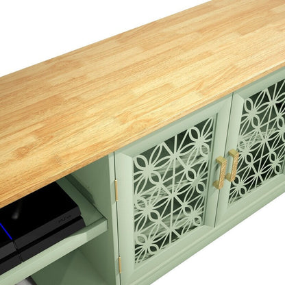 Meuble TV décoratif à motif floral rustique de 70 pouces pour téléviseurs jusqu'à 80 pouces