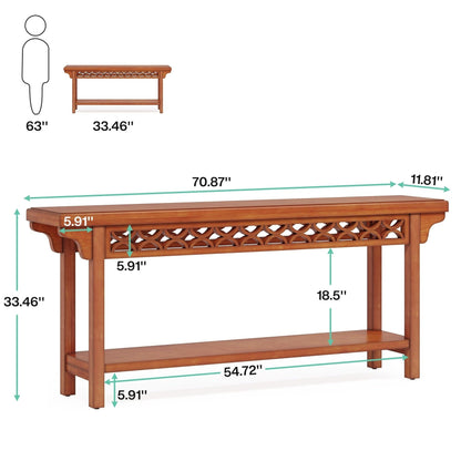 Table console longue de 179,5 cm en bois massif style farmhouse, à placer devant le canapé