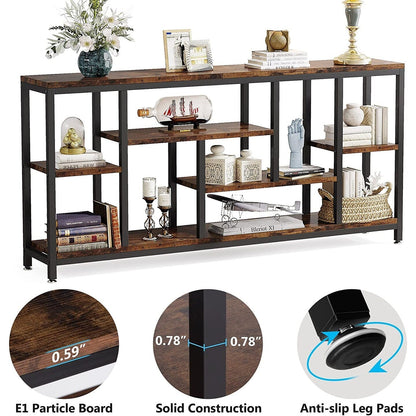 Table console de canapé de 180 cm avec rangement, table d'entrée à 3 niveaux pour couloir