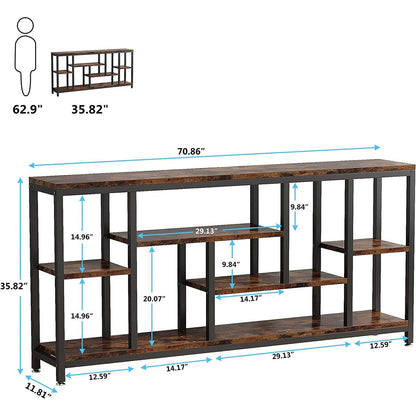Table console de canapé de 180 cm avec rangement, table d'entrée à 3 niveaux pour couloir