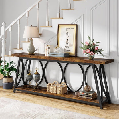Table de console extra longue de 180 cm, table d'appoint pour canapé, pour salon.