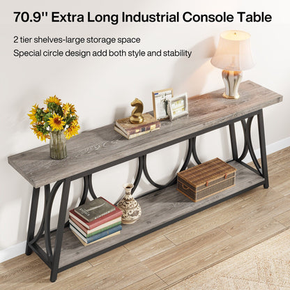 Table de console extra longue de 180 cm, table d'appoint pour canapé, pour salon.