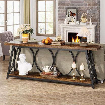 Table de console extra longue de 180 cm, table d'appoint pour canapé, pour salon.