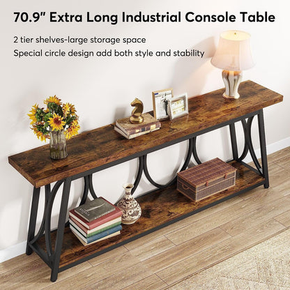 Table de console extra longue de 180 cm, table d'appoint pour canapé, pour salon.