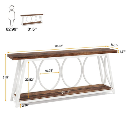 Table de console extra longue de 180 cm, table d'appoint pour canapé, pour salon.