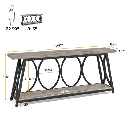 Table de console extra longue de 180 cm, table d'appoint pour canapé, pour salon.