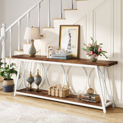 Table de console extra longue de 180 cm, table d'appoint pour canapé, pour salon.