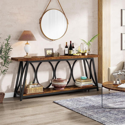 Table de console extra longue de 180 cm, table d'appoint pour canapé, pour salon.