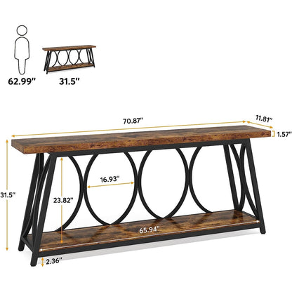 Table de console extra longue de 180 cm, table d'appoint pour canapé, pour salon.