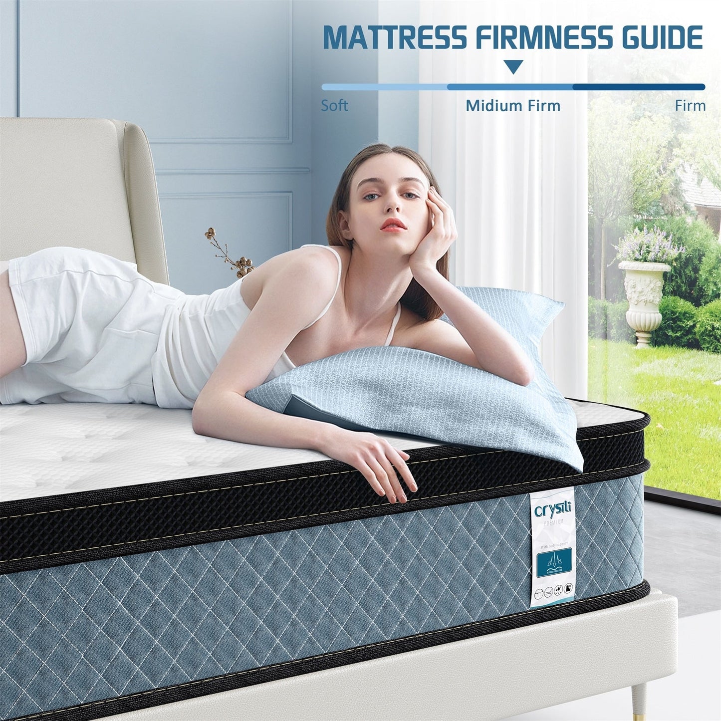 Matelas hybride en mousse à mémoire de forme à refroidissement rapide, dureté moyenne, livré dans une boîte (8 pouces)