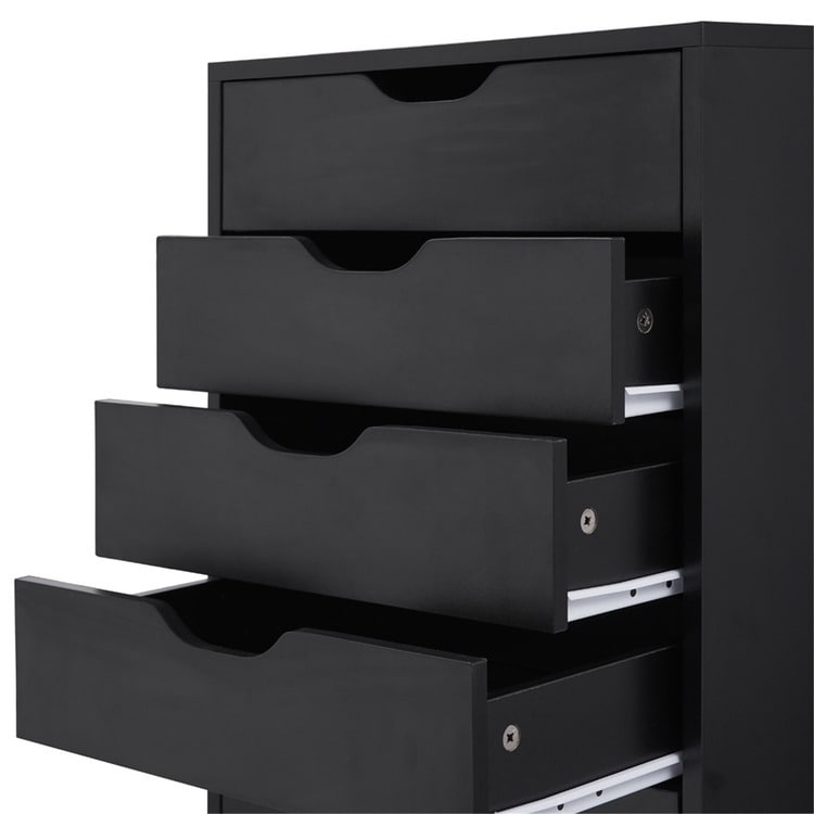 Armoire étroite en bois à 9 tiroirs avec tiroirs à coulisses fluides et étagère de rangement supérieure.